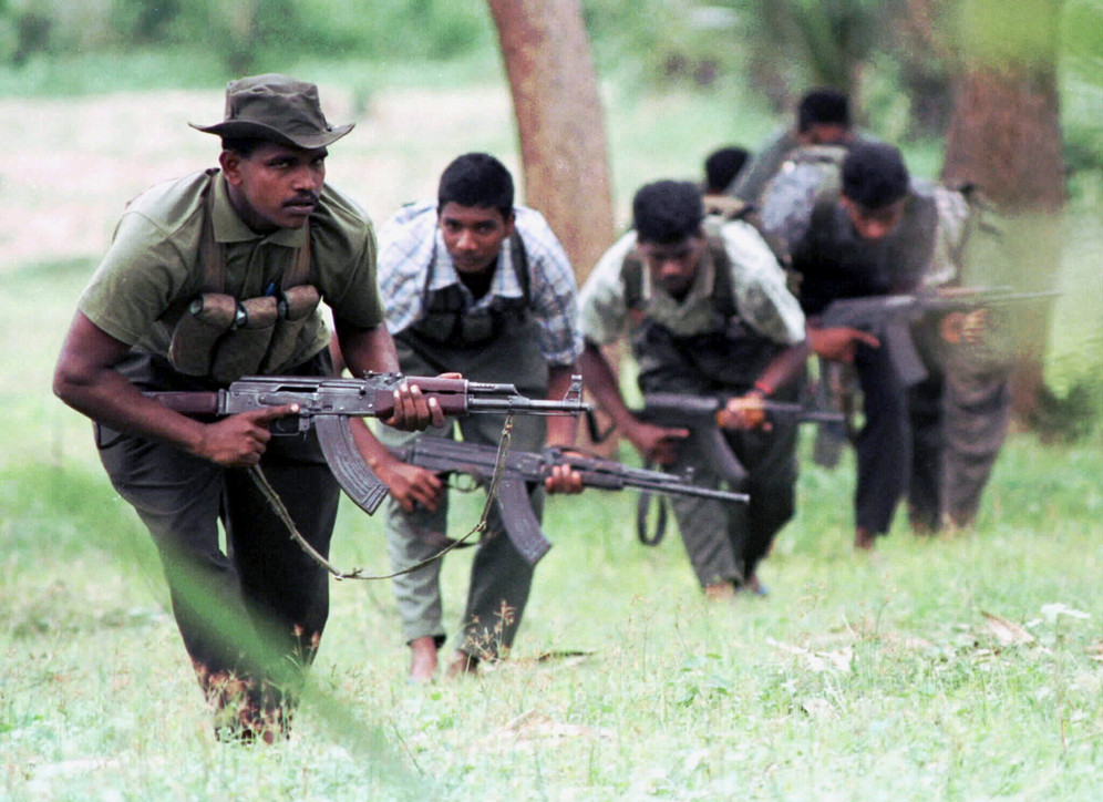 Tamil Tiger guerillas during the civil war in Sri Lanka